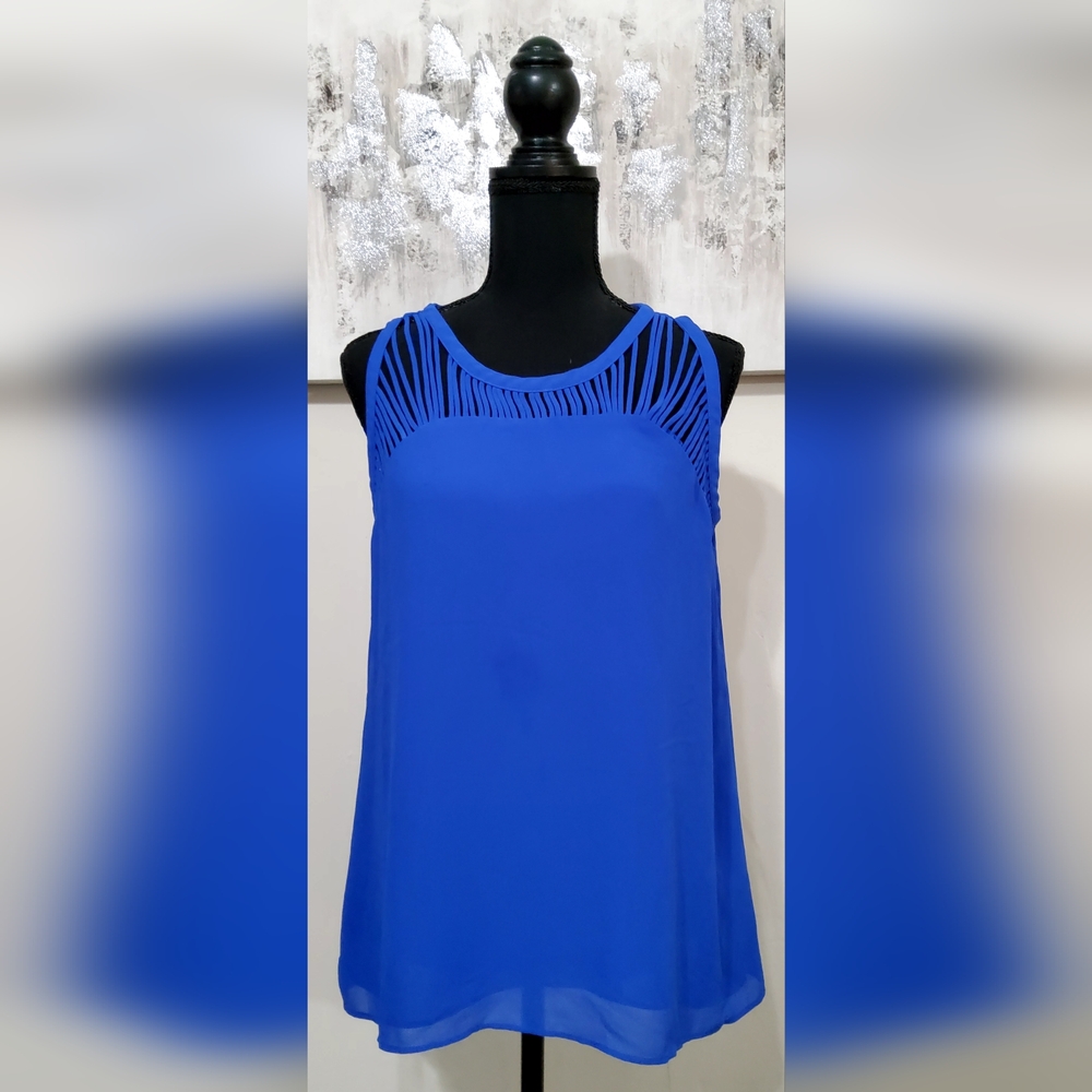 Naked Zebra Elegant Blue Sleeveless Top
